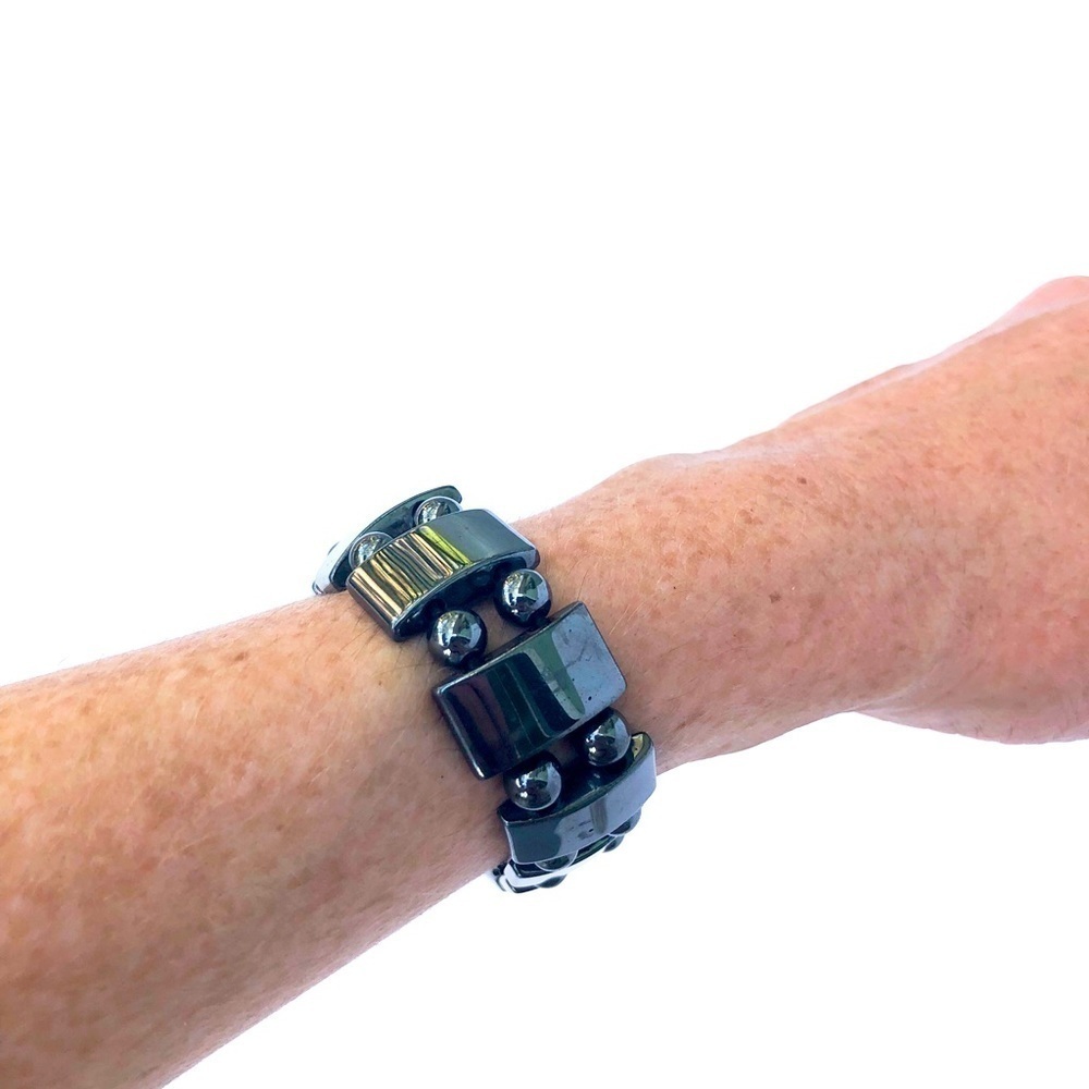 Black hematite metallic bracelet